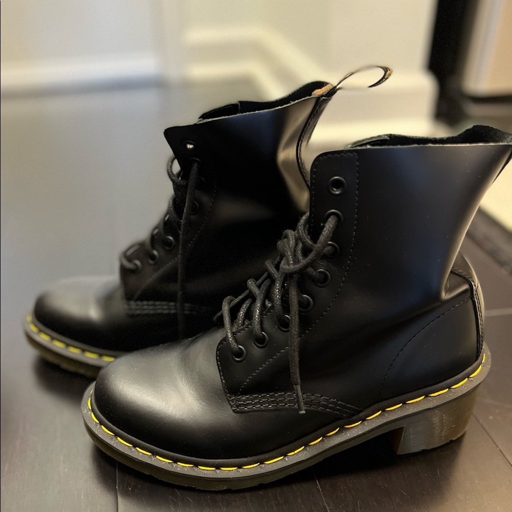 Dr. Martens Clemency Leather Heeled Lace-Up Boots